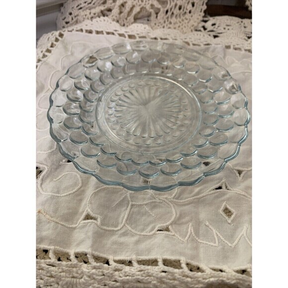 Vintage Anchor Hocking Blue Sapphire Bubble Glass Dessert Plate 7" diameter - Picture 4 of 4